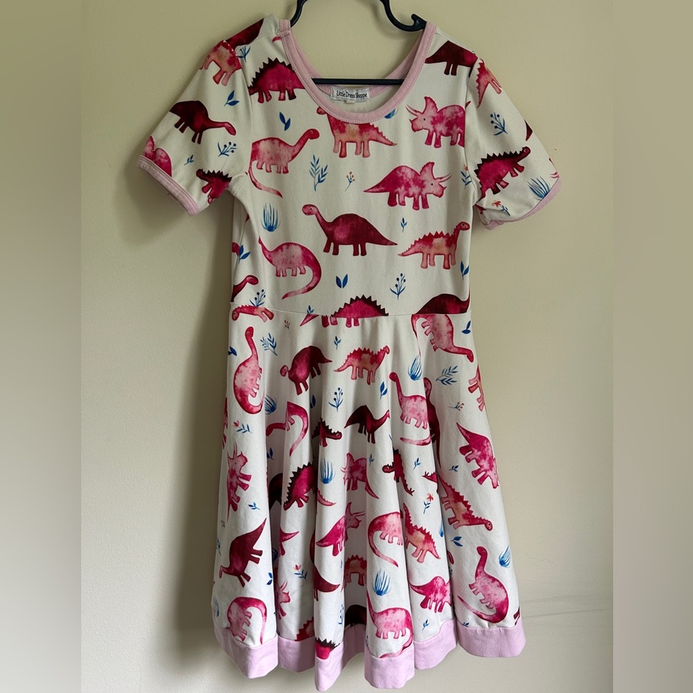 Little Dress Shoppe pink dinosaur girls dress 7